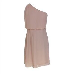NWT Adrianna x Adrianna Papell Blush Pink One Shoulder Chiffon Dress • Size 6 🔴